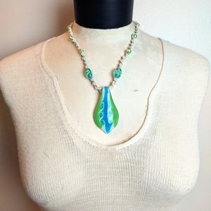 Piece #169 "Sea Foam" White Hemp & Murano Necklace